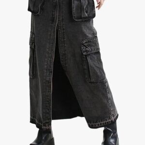 Black Denim Skater Skirt